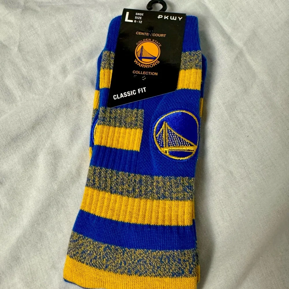 PKWY Center Court Golden State Warriors Socks Size L 6-12 - New